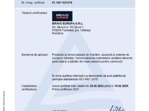 BRAVO Romania successfully passed the ISO recertification